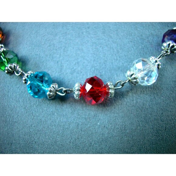 Premier 54 Inch Multicolor Faceted Cut Glass Bead Necklace/ Lobster Clasp - Picture 3 of 4